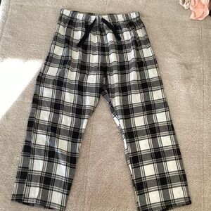 Plaid Grid Pajama Pants Black and White